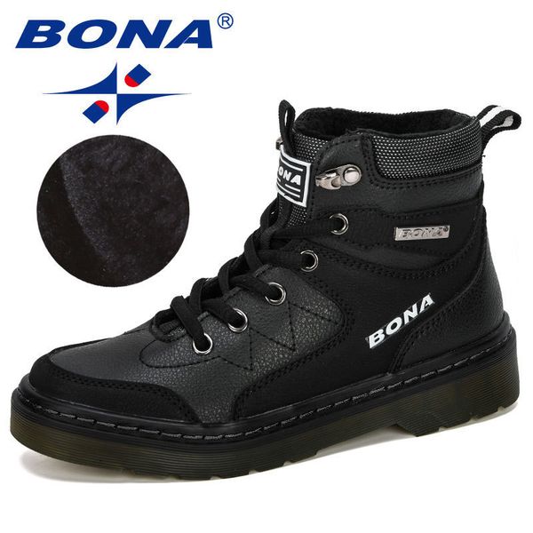 

boots bona designer winter warm platform snow boots children casual sneakers faux suede leather kids snowboots warm plush 230821, Black;grey