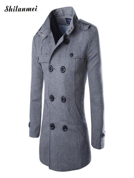

trench coat men mens overcoat double boutonnage manteau hommes men winter trench coat  to xxl manteau homme black gray warmcoat4496215, Tan;black