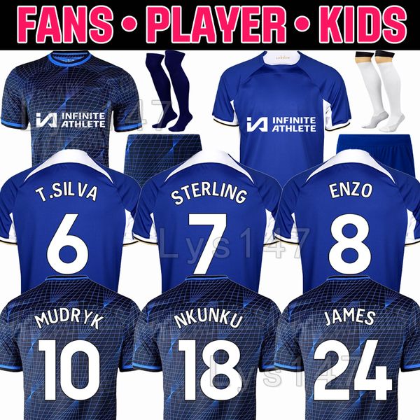 

23 24 enzo cfc nkunku soccer jerseys retro collection mudryk gallagher sterling jersey 2023 2024 fofana black out football shirt cucurella m, Black;yellow