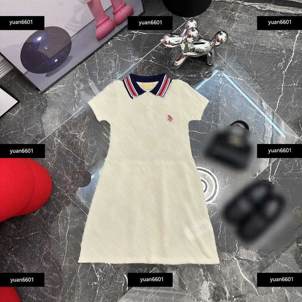 

luxury designer baby dress lapel design girl dress fashion knitted hollow out skirt summer new arrival, Red;yellow