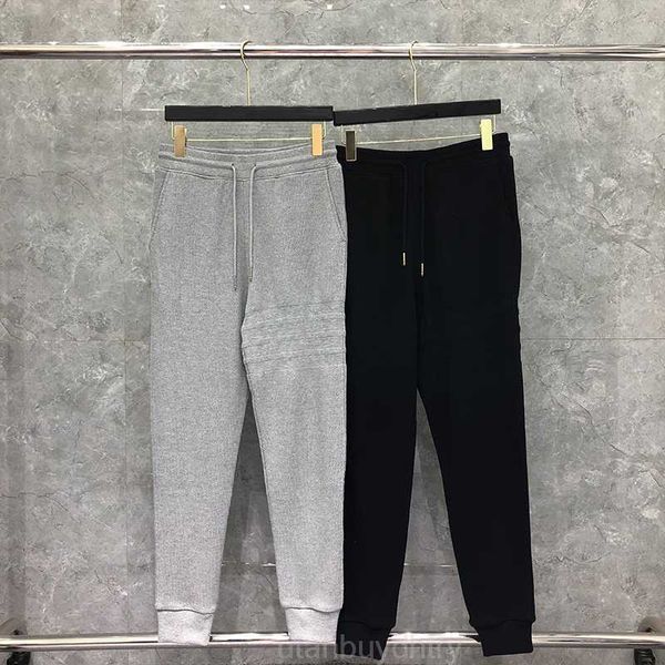 

men's pants tb thom men's pants spring autumn fshion brand sweatpants honeycomb 4-bar stripe trousers jersey casual spoort harajuk, Black