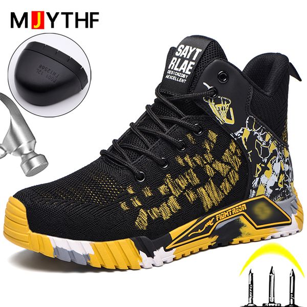 

boots fashion men work safety boots anti-smash anti-puncture work sneakers high safety shoes men indestructible work boots 230818, Black