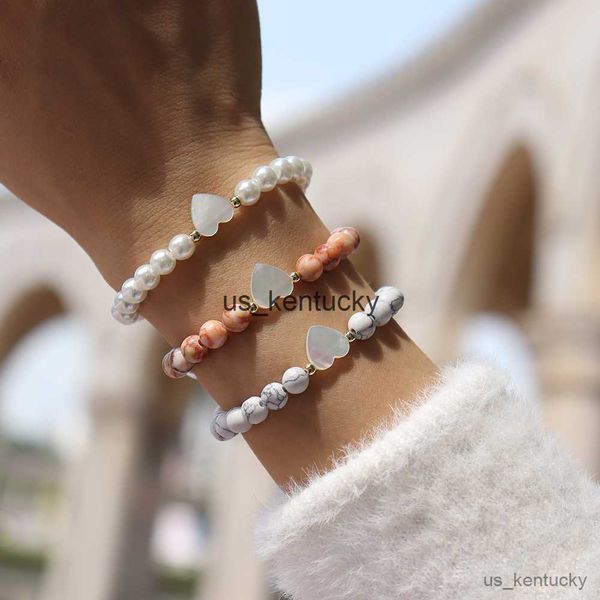 

charm bracelets new tren shell heart bracelet women classic handmade beaded bracelet for women jewelry gift r230821, Golden;silver