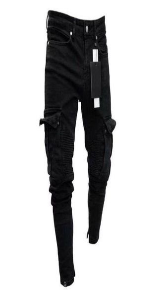 

men039s jeans 2021fashion black jean men denim skinny biker destroyed frayed slim fit pocket cargo pencil pants plus size s3xl4307419, Blue