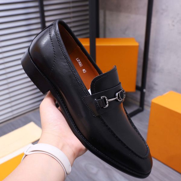 

2023 men fashion dress shoes genuine leather casual loafers brand designer party wedding oxfords men's formal business flats size 38-44, Black