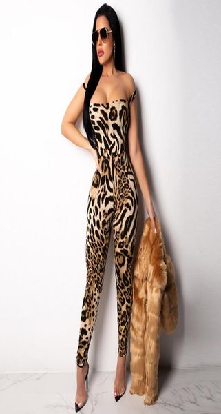 

female jumpsuit bandage leopard print jumpsuit strapless backless sleeveless overalls for women bodycon playsuit8156035, Black;white