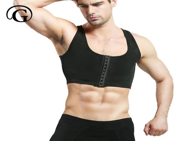 

prayger power men control gynecomastia shaper compression chest body posture corrector corset sleeveless invisible underwear2516580, Black;brown