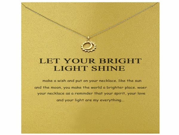 

fashion necklaces moon sun pendant necklace gold silver colors alloy pendants with gift card fashion jewelry9797289