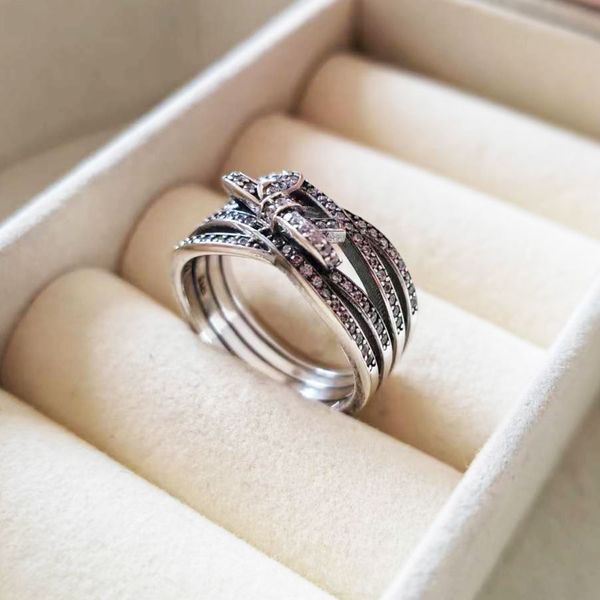 

925 sterling silver delicate sentiments clear cz stones ring fit pandora charm jewelry engagement wedding lovers fashion ring for women