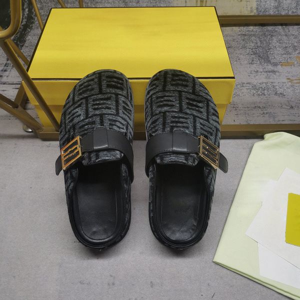 

designer slippers princetown mules men loafers genuine leather fur slipper warm womens loafer metal buckle shoes mens lace velvet slippers s, Black