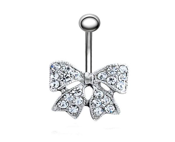 

d0028 bowknot clear belly navel stud012345678910117886146, Silver