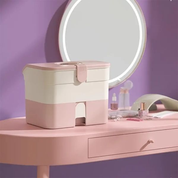 

1pc portable cosmetics storage box, plastic lipstick nail polish glue storage box, dustproof jewelry hair accessories storage box, 12.6x7.87