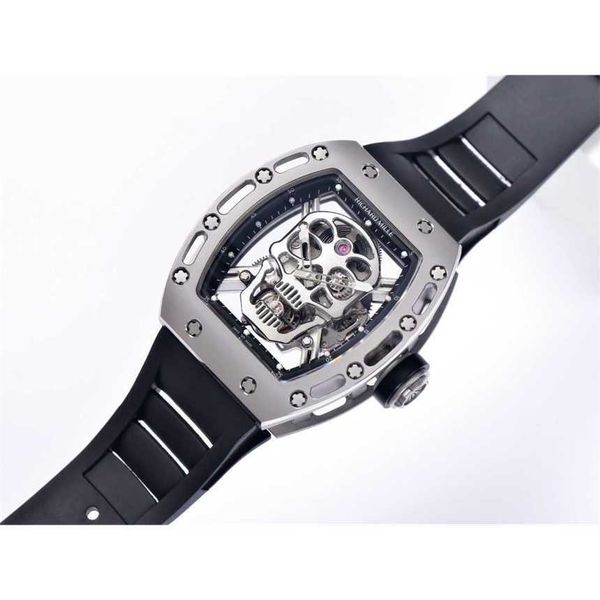 

rm05201 superclone active tourbillon mens watch personality fashion cool transparent rm52 skull sports waterproof hollow out dial square sku, Slivery;brown