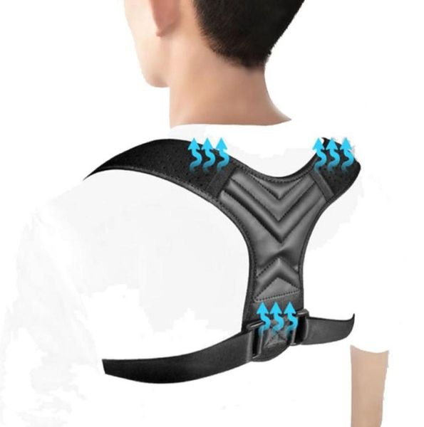 

new brace support belt adjustable back posture corrector clavicle spine back shoulder lumbar posture correction for men women3889417, Black;blue
