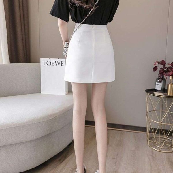 

summer suit skirt womens korean high waist anti revealing all matching a line butt bag short, Black