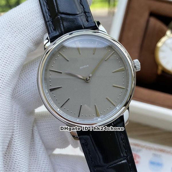 

patrimony 81180 000p-9539 miyota automatic mens watch 42mm steel case gray dial gents dress watches black leather str184w, Slivery;brown