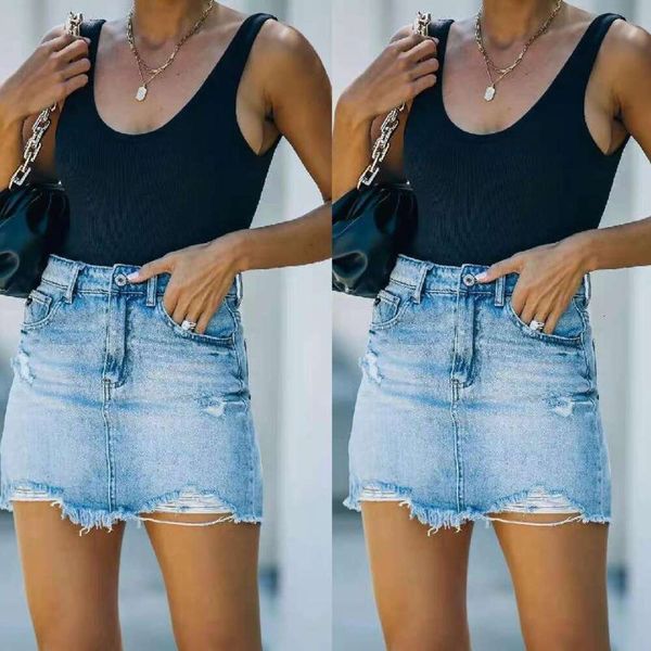

summer casual temperament womens jeans short skirt, Black