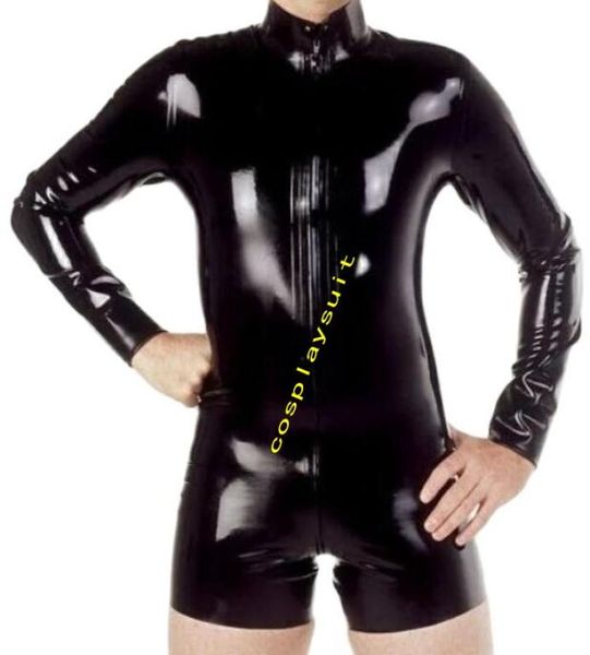 

pvc faux leather mens fashion catsuit costumes shiny metallic tights gummi zentai leotard suit front 3ways zipper to ass4669869, Black
