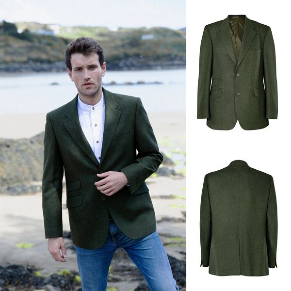 

herringbone men wedding blazer slim fit tuxedos autumn notched lapel coat custom made groom wear only one jacket, Black;gray