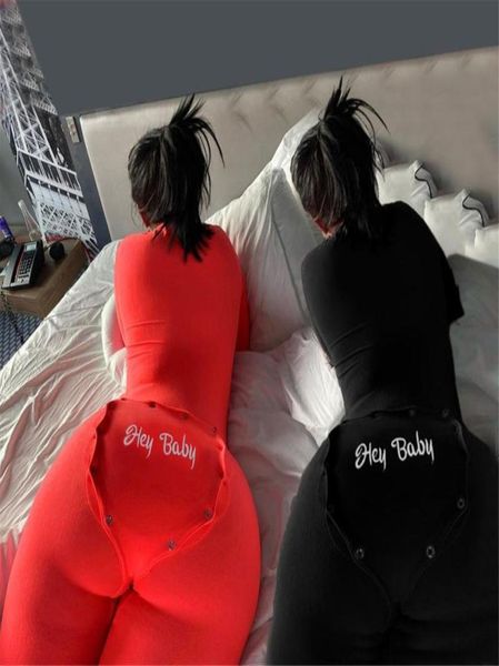 

letter embroidery hey baby removable hip buttons solid color long sleeves breasted vneck style nightwear women jumpsuit wome2325135, Black;white