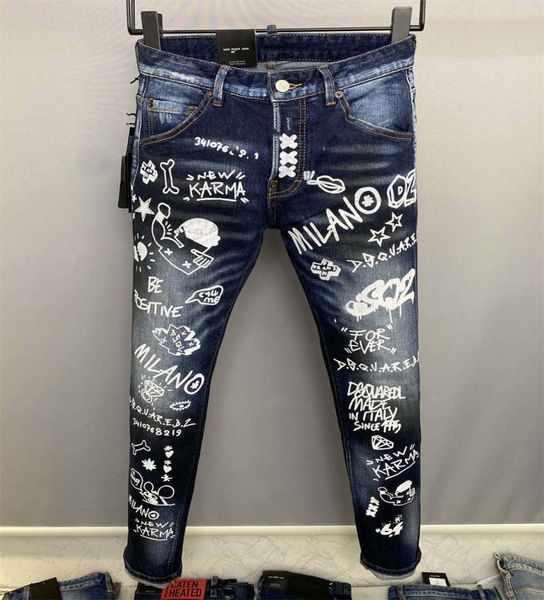 

2022 new arrivals d2 mens luxury designer denim''2''jeans holes trousers uare jeans coolguy biker pants mens clothing 2#, Blue
