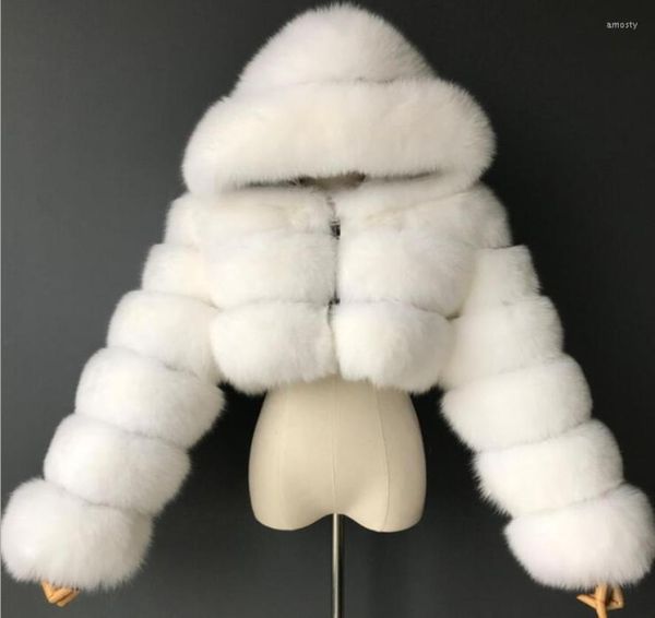 

women039s fur furry cropped faux coats and jackets women fluffy coat with hooded winter jacket manteau femme8656013, Black