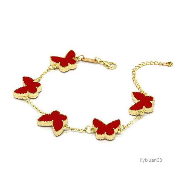 

4/four leaf clover bracelets bracelet love bangle butterfly for women 18k gold plated partner armband chain jewelry charm cbqe, Black