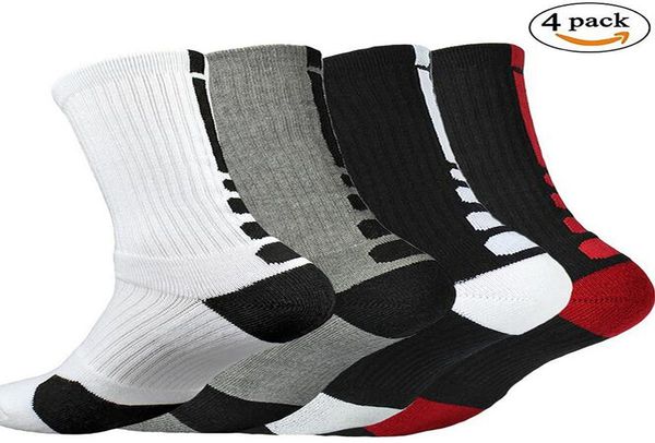 

1 pairs men cushion basketball athletic long sports outdoor socks compression crew sock size 7133016444, Black