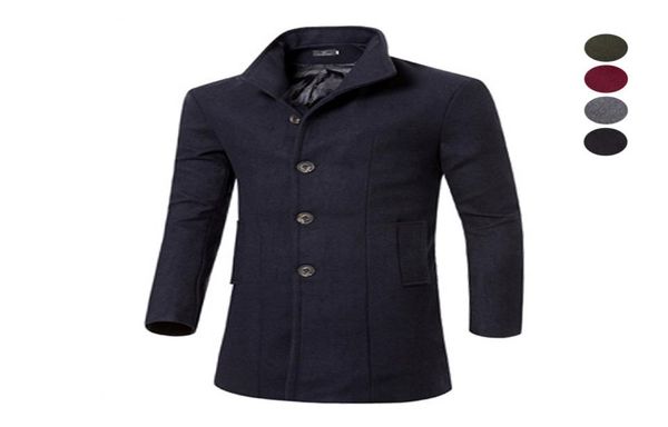 

men winter long coat 2018 new fashion trench coats mens overcoat single breasted slim fit wool trench coat 3xl6219675, Black