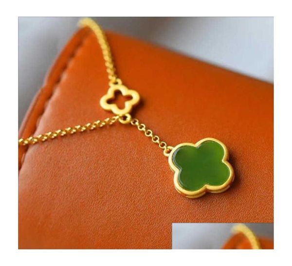 

pendant necklaces pendants imitation jasper clover necklace inlaid an jade gold plated clavicle dhemx1454100, Silver