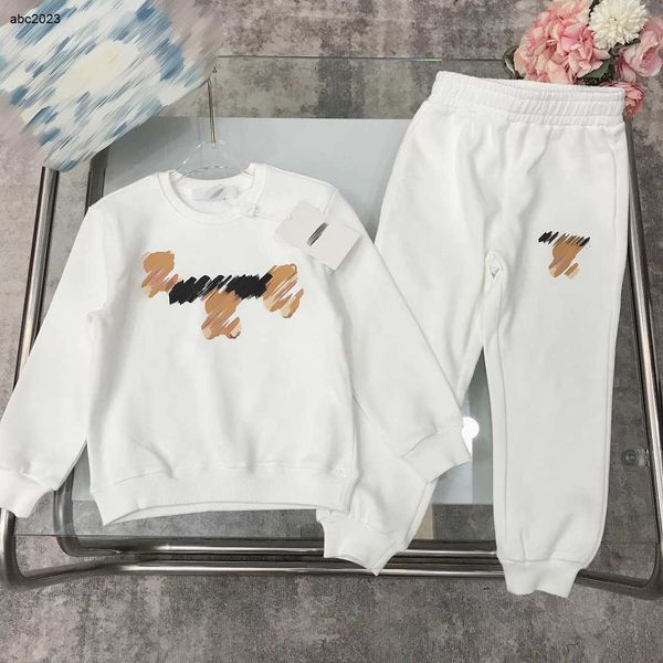 

new designer baby autumn sets kids tracksuits size 100-150 cm 2pcs doll pattern printed long sleeved sweater and elastic waist pants aug14, White