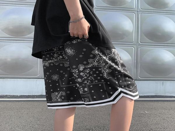 

men039s shorts bandana print men summer thin hip hop drawstring oversize straight beach board short sports basketball clothing5680754, White;black