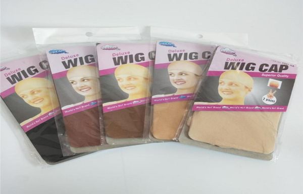 

deluxe wig cap 24 units12bags hairnet for making wigs black brown stocking wig liner cap snood nylon mesh cap in 5 colors8716840