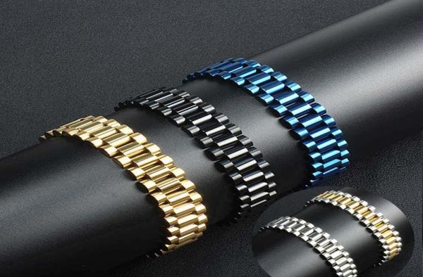 

316l stainless steel watchband bracelets hip hop punk jewelry high polished ip plated lovers bangle couples bracelet weddings birt5897257, Black