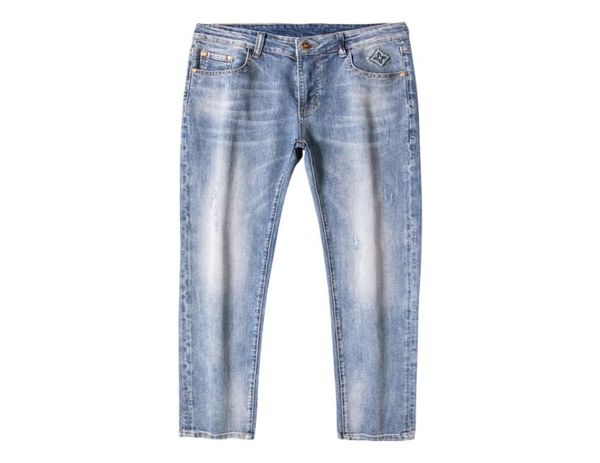 

cotton straight elastic business jeans classic style denim male fashion brands men trousers4508730, Blue