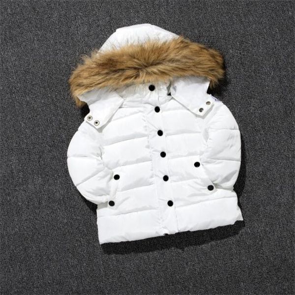 

children fur collar down jacket boys cotton-padded new girls padded winter coat., Blue;gray