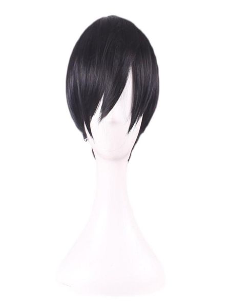 

woodfestival sebastian kuroshitsuji wig cosplay men short black heat resistant synthetic fiber hair wigs straight aniy 30cm7272993