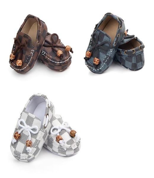 

newborn baby shoes soft sole infant first walkers grid footwear classic girls boys leather crib shoes peas shoe7113032