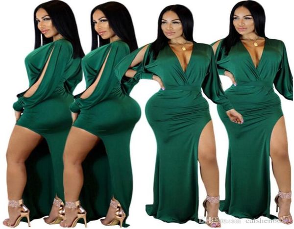 

new fashion women clothing dress 2018 new long sleeve vneck fashion dress open fork irregular nightclub dress party dre1827410, White;black