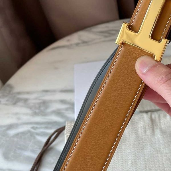 

h double sided belt 32mm luxury brand woman for man designer genuine calfskin belts official waistband factory direct sales vintage retro co, Black;green