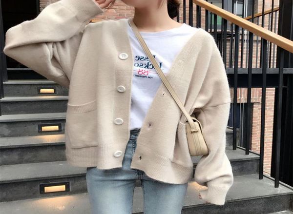 

knitted sweater cardigan casual sweater women solid elegant winter jumper korean oversized cardigans harajuku cashmere coat v550 c8906774, White;black