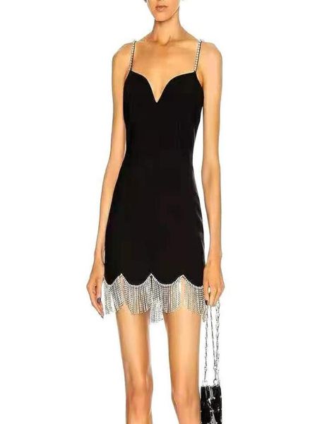 

european and american stars with heavy industry tassel diamond chain sling bag hip bandage dress3660421, White;black