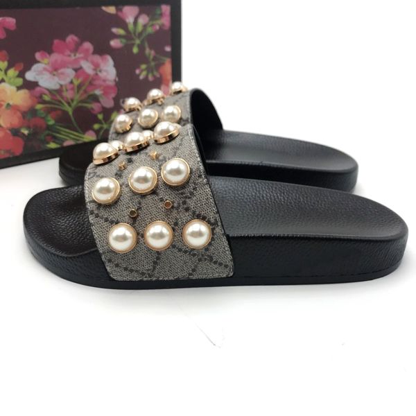 

designer men women sandals with correct flower box dust bag shoes snake print slide summer wide flat sandal slipper, Black