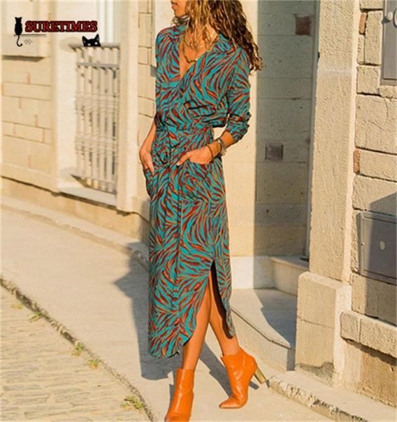 

women floral print summer maxi chiffon beach elegant party long sleeve office shirt dress vestidos longo y2008286916878, Black;gray