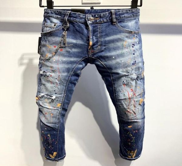 

new brand of fashionable european and american mens casual jeans highgrade washing pure hand grinding quality optimization la3525604599, Blue