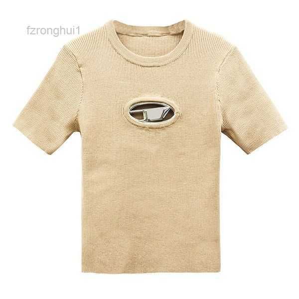 

women's tshirts designer knit diesel tight t-shirt hollow out tee tanks women shirts letter printed short sleeve yoga tees woman summer, White