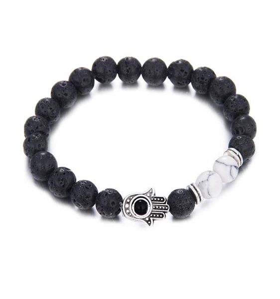 

natural lava stone prayer beads beaded bracelet hamsa hand charms fatima palm bracelet women men fashion antifatigue diffuser ps03916278, Golden;silver