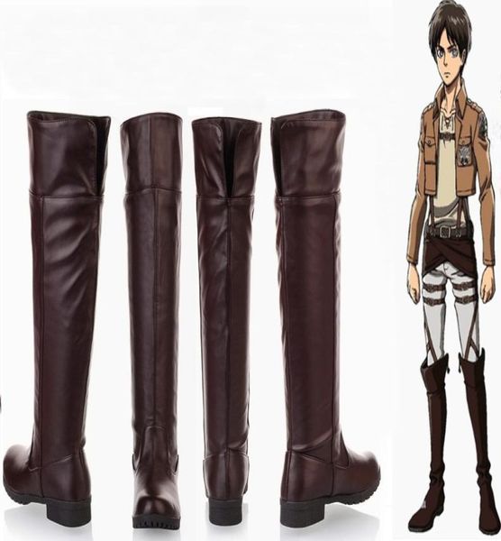 

new japanese anime attack on titan shingeki no kyojin eren levi cosplay boots knee length cosplay shoes black brown euro size 3541171080, Silver