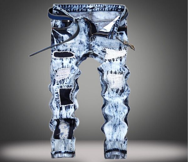 

fashion 2018 spring jeans men ripped straight long jean pants light blue trousers 5773216