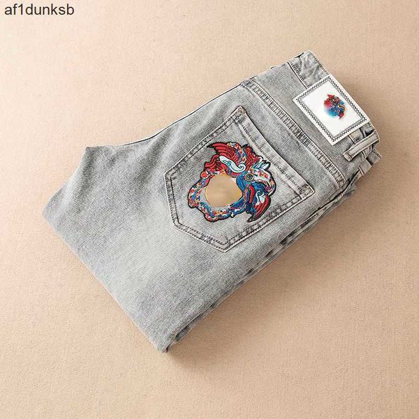 

vercaces hop trousers 4xl oversized mens loose jeans 6xl vers hip designer pants sweatpants medusa 5xl embroidered denim versages, Blue